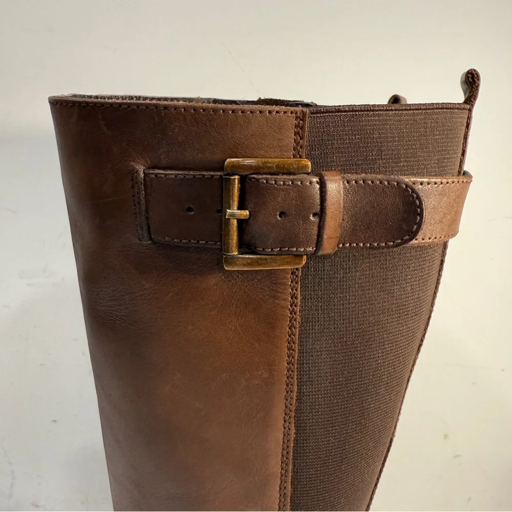 Dune London Knee High Tall Brown Zip Leather Riding Boots Women's Size 39 8 US - Picture 7 of 13